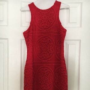 RED LACE MINI DRESS